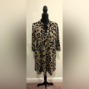 Leopard Print Sweater Dress with Pockets - Size Large